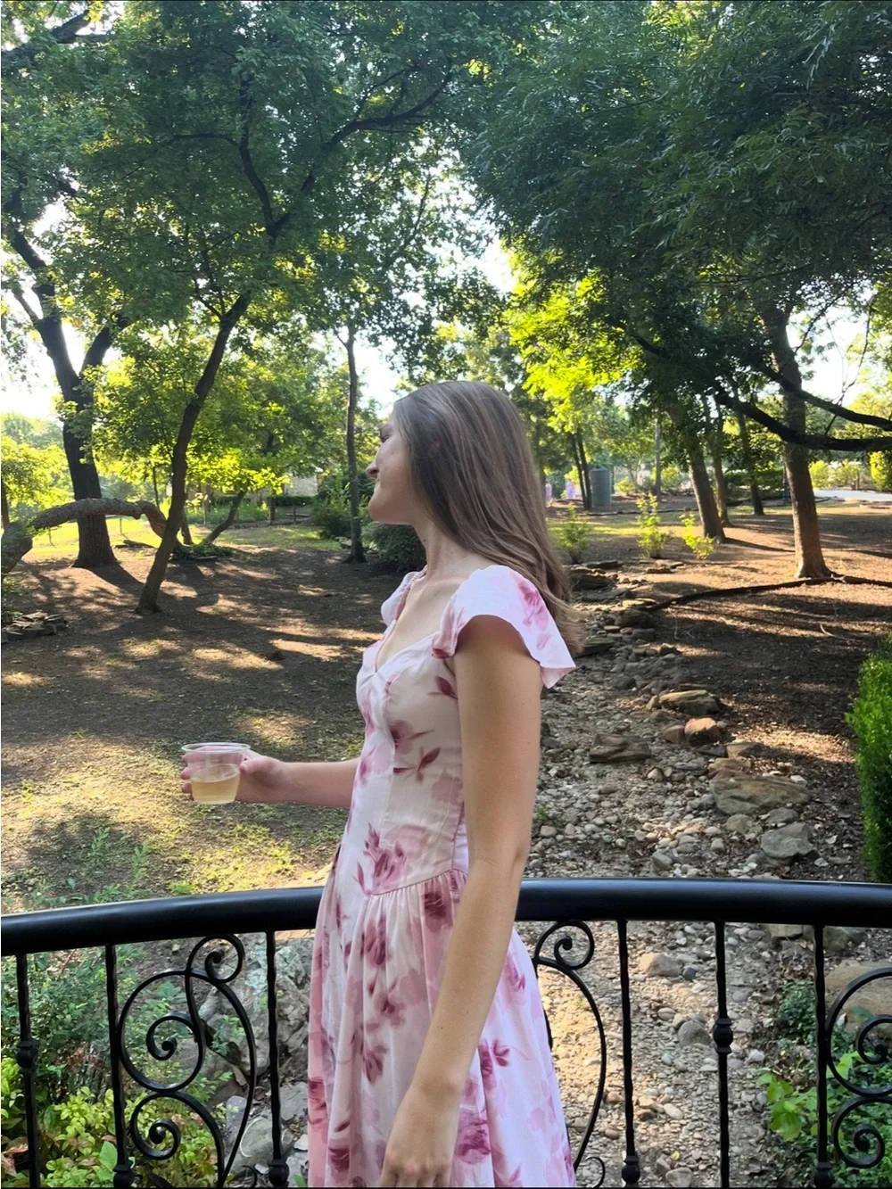 Abercrombie & Fitch Pink Floral Midi Dress SMALL Tall Cottagecore Wedding Guest